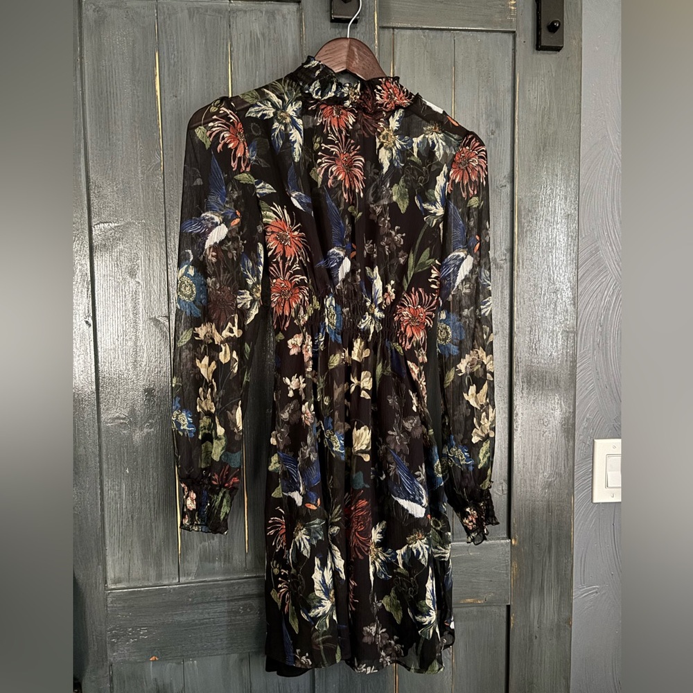 ZARA Basic sz XS sheer lined floral dress - Picture 4 of 11